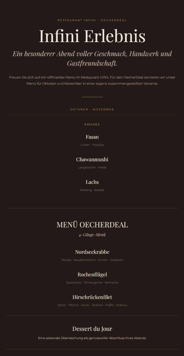 OecherDeal pr�sentiert das ausgeszeichnete Restaurant Infini